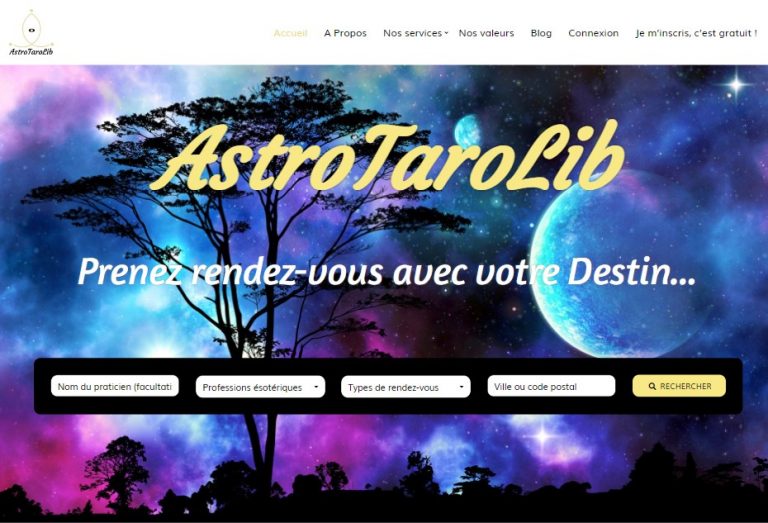 Page d'accueil AstroTaroLib filtre de recherche