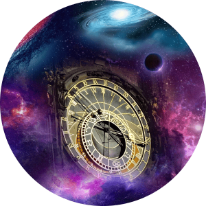 Roue du zodiaque représentée dans un univers astrologique.